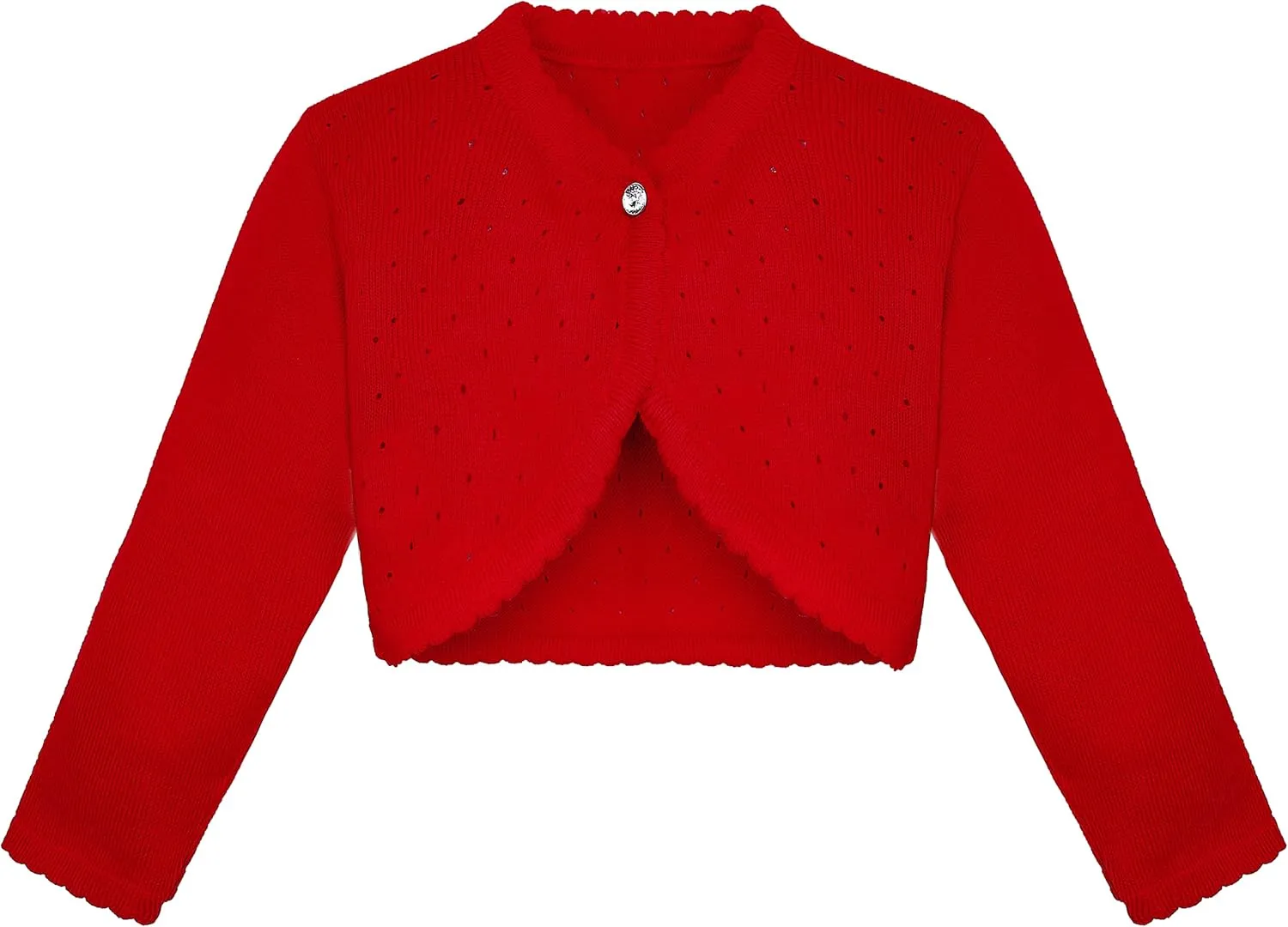 Lilax Little Girls' Knit Long Sleeve One Button Closure Bolero Shrug