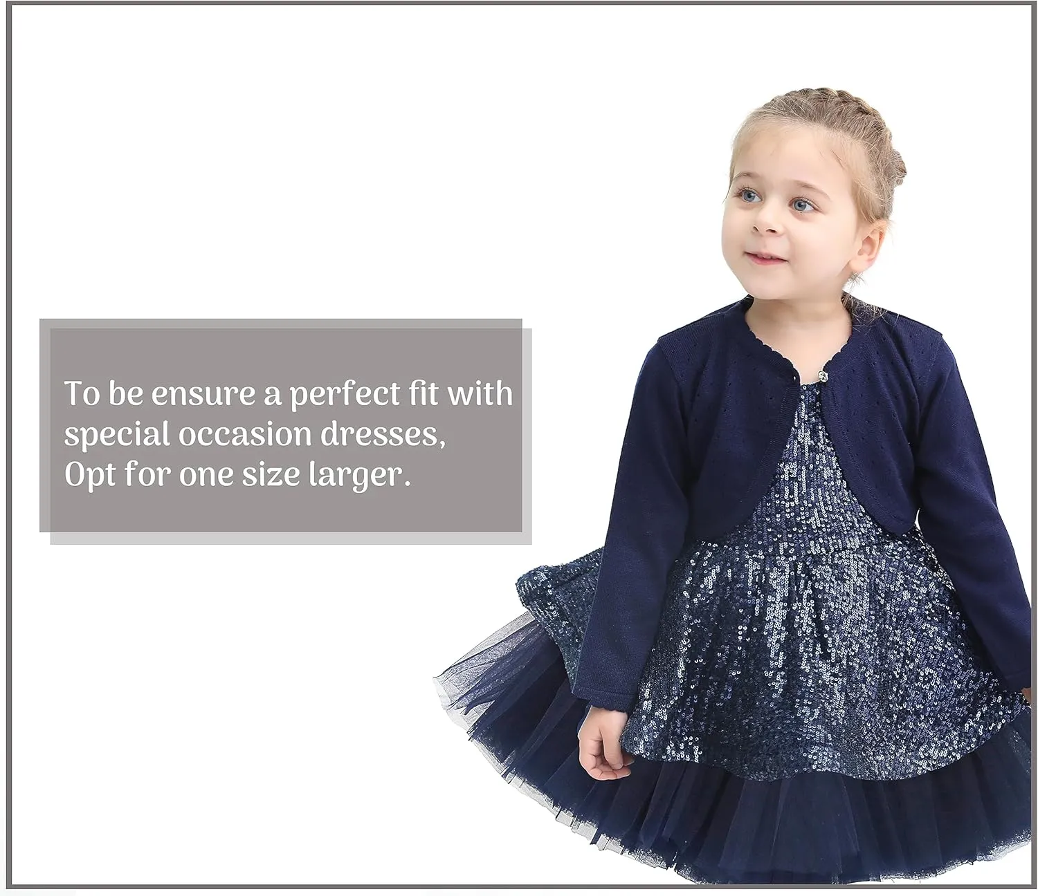 Lilax Little Girls' Knit Long Sleeve One Button Closure Bolero Shrug