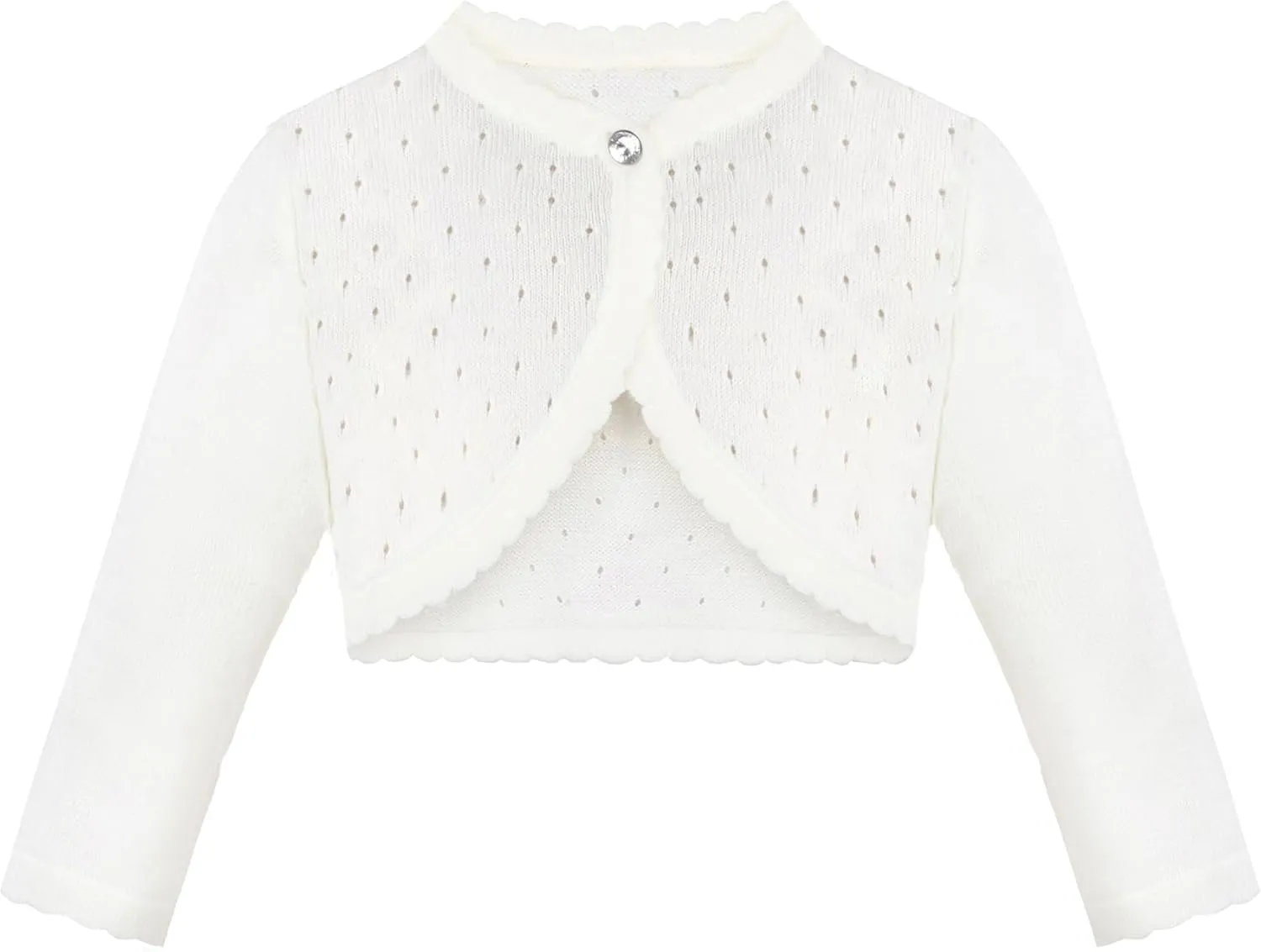 Lilax Little Girls' Knit Long Sleeve One Button Closure Bolero Shrug