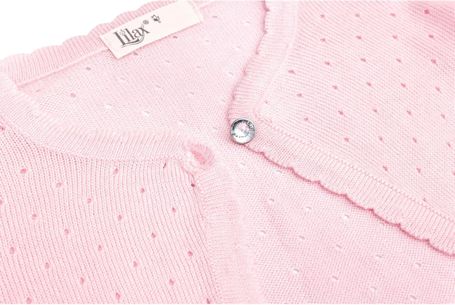 Lilax Little Girls' Knit Long Sleeve One Button Closure Bolero Shrug