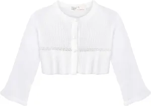 Lilax Little Girls' Knit Long Sleeve One Button Closure Bolero Shrug