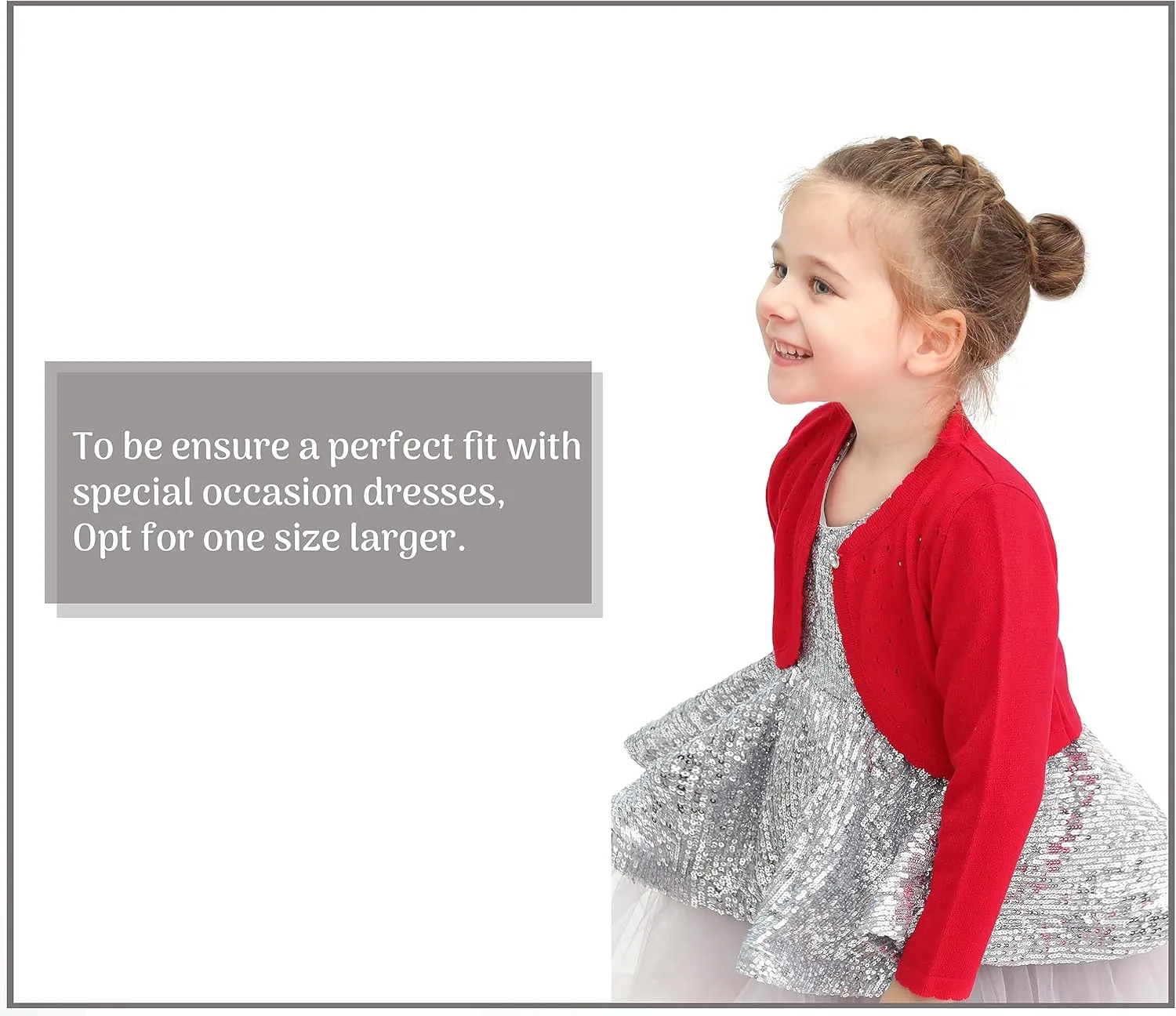 Lilax Little Girls' Knit Long Sleeve One Button Closure Bolero Shrug
