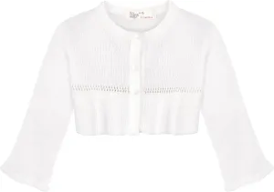 Lilax Little Girls' Knit Long Sleeve One Button Closure Bolero Shrug