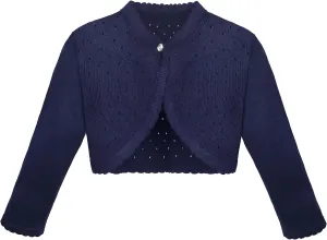 Lilax Little Girls' Knit Long Sleeve One Button Closure Bolero Shrug