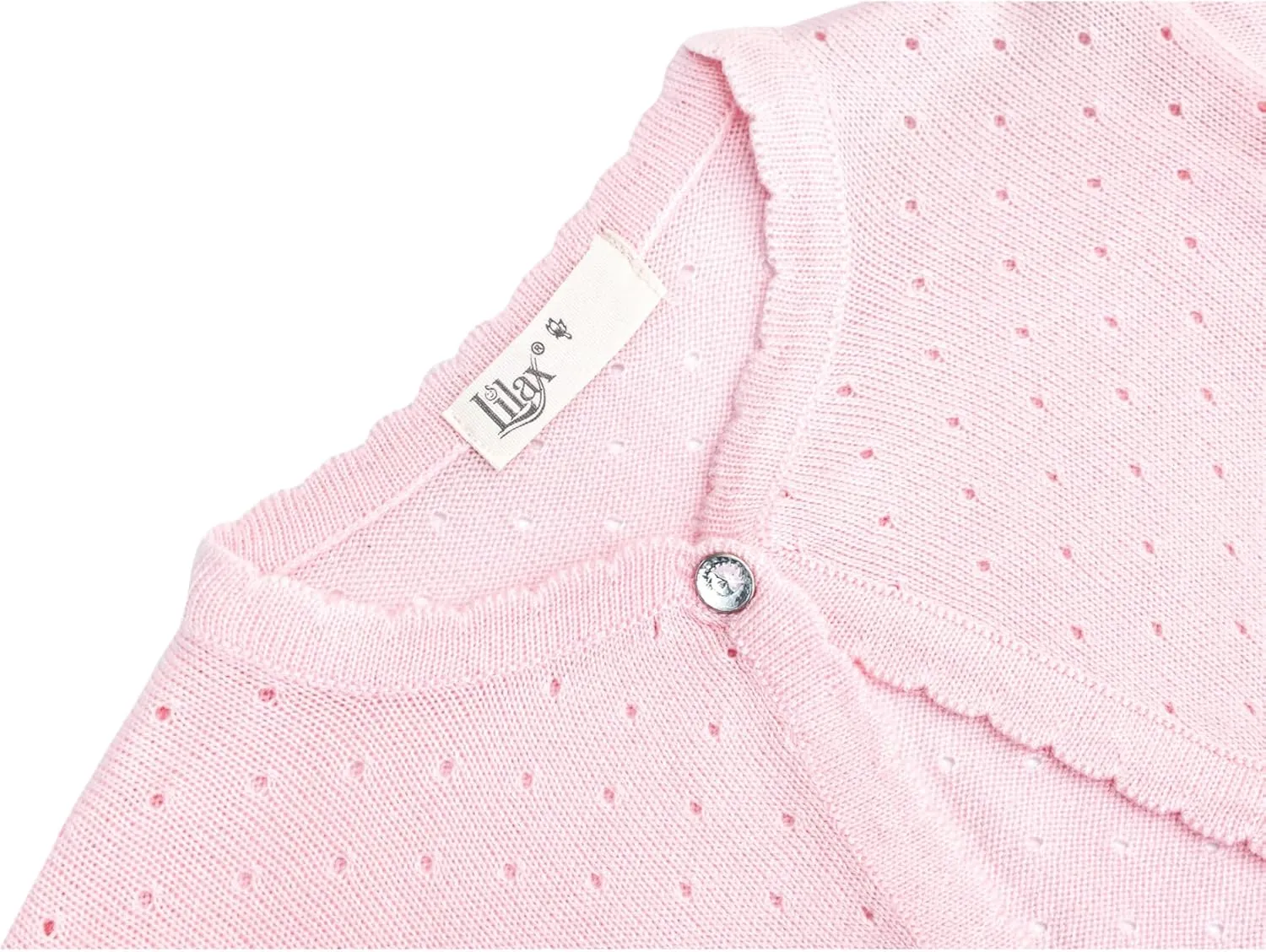 Lilax Little Girls' Knit Long Sleeve One Button Closure Bolero Shrug
