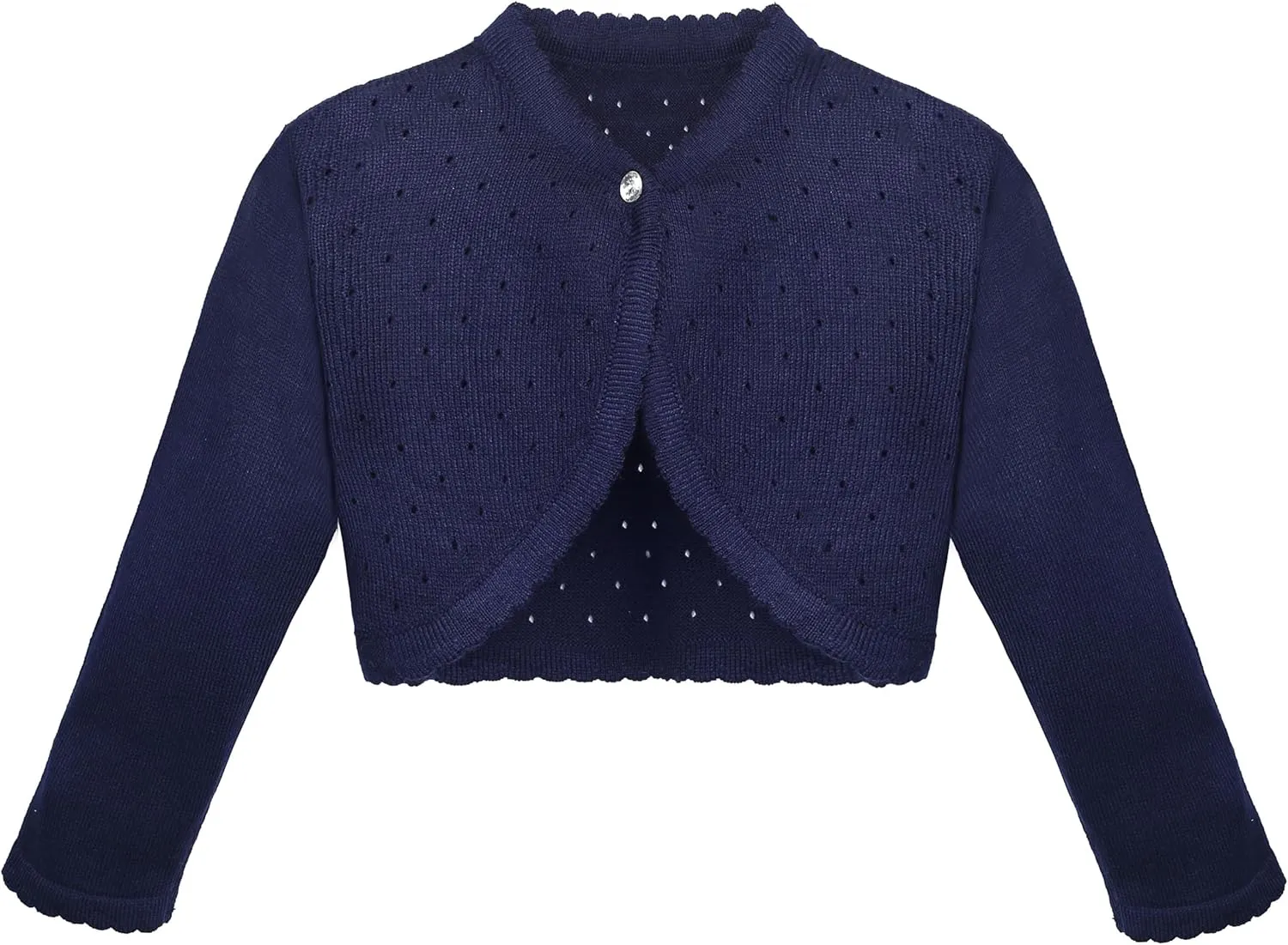 Lilax Little Girls' Knit Long Sleeve One Button Closure Bolero Shrug