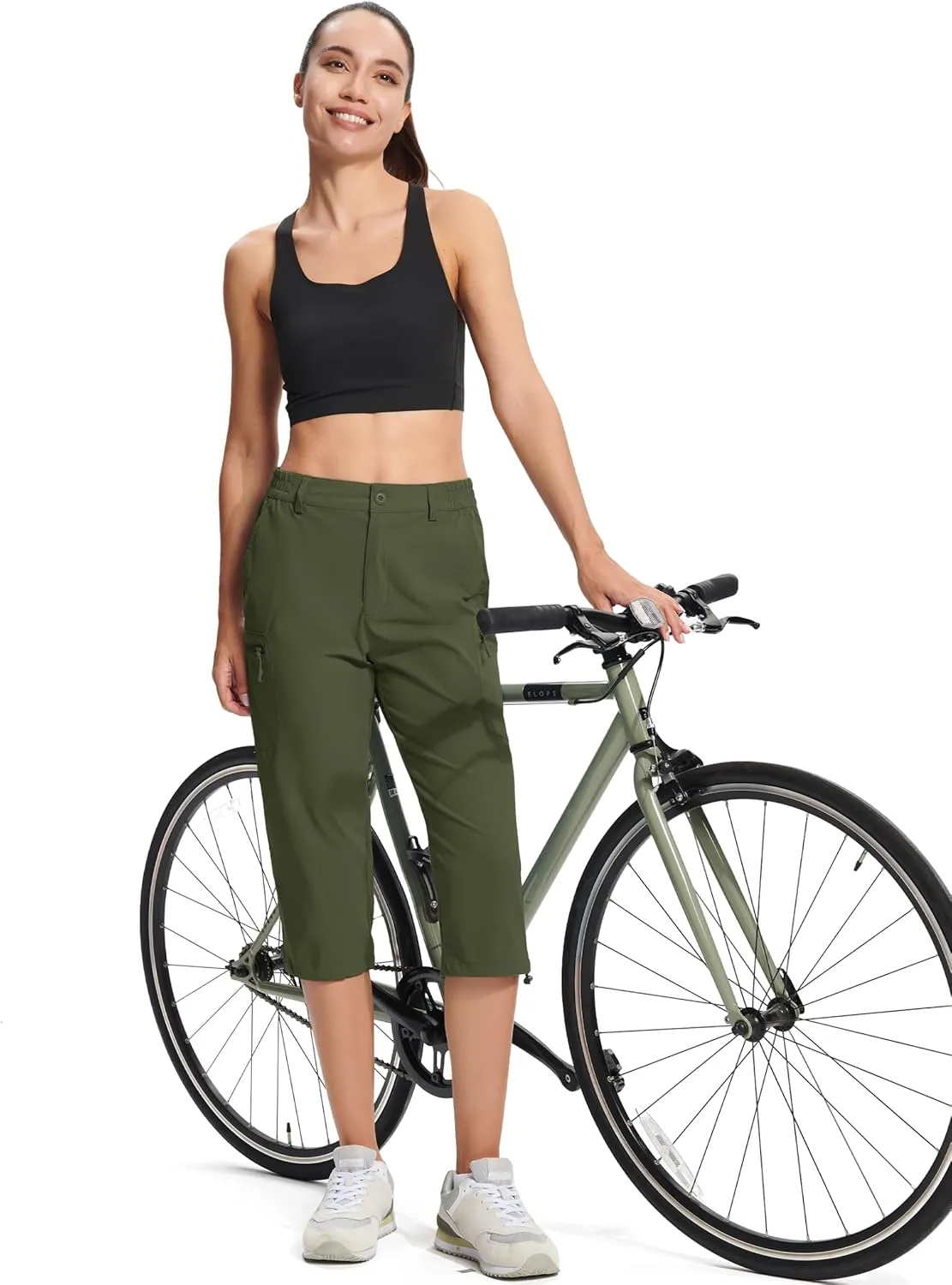 MAGCOMSEN Women's Hiking Capris Pants Cargo Lightweight Stretch Water Resistant Joggers with 5 Pockets for Outdoor