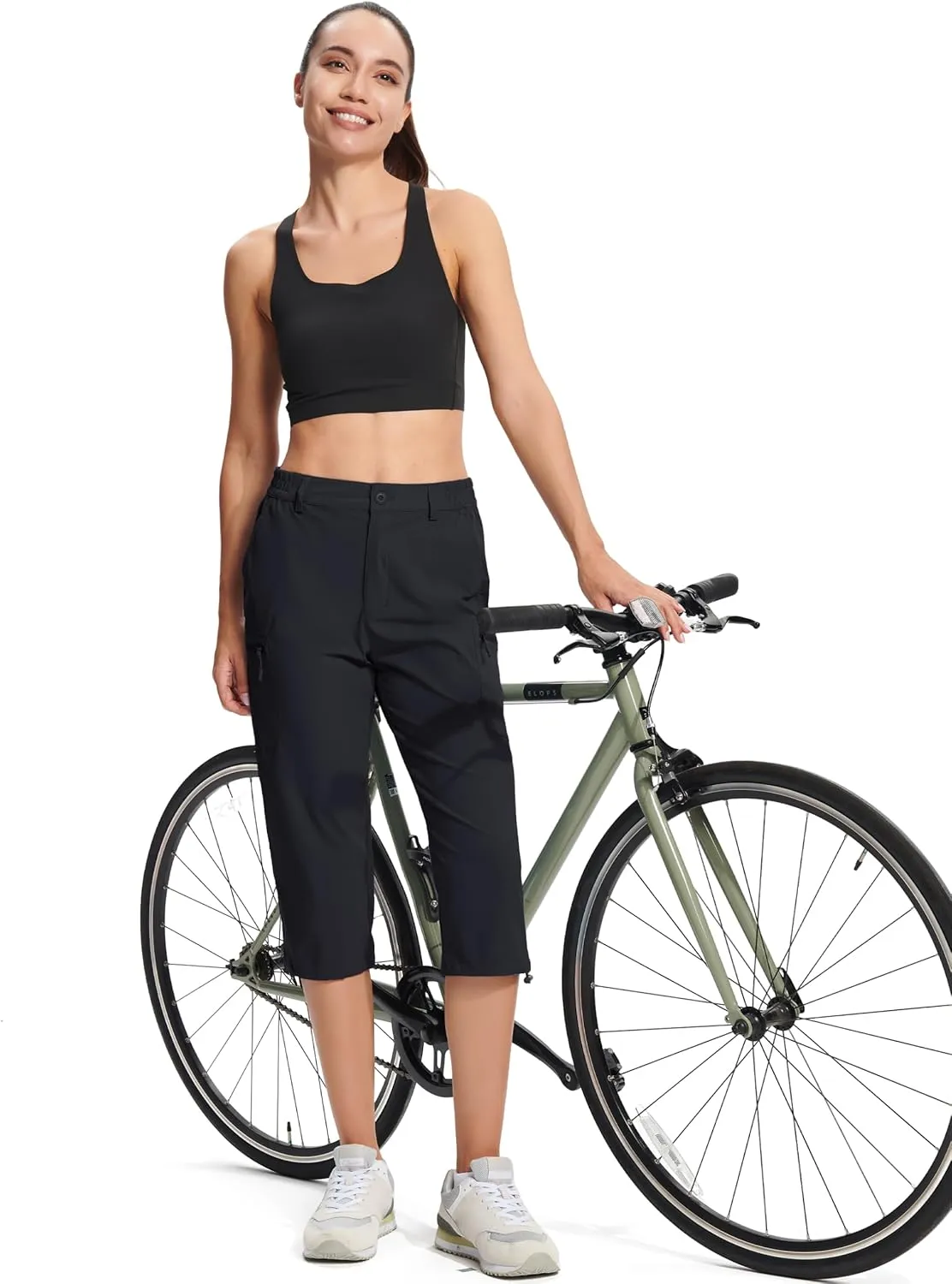 MAGCOMSEN Women's Hiking Capris Pants Cargo Lightweight Stretch Water Resistant Joggers with 5 Pockets for Outdoor