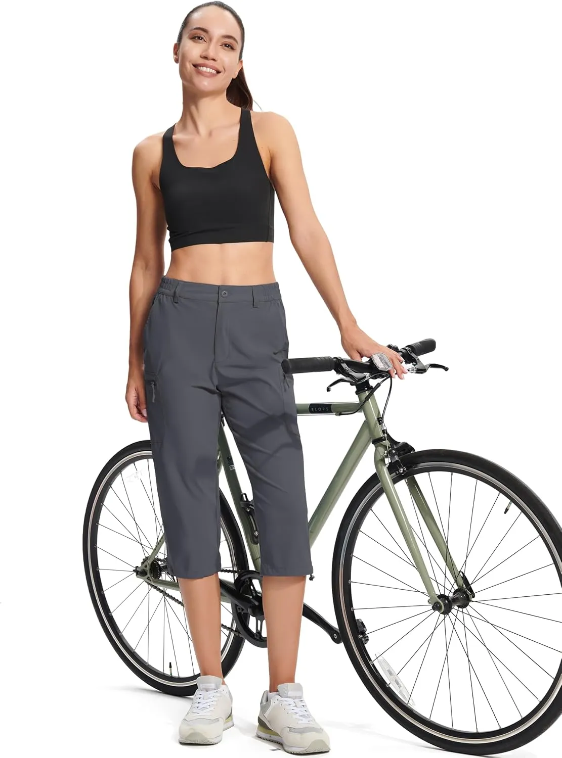 MAGCOMSEN Women's Hiking Capris Pants Cargo Lightweight Stretch Water Resistant Joggers with 5 Pockets for Outdoor