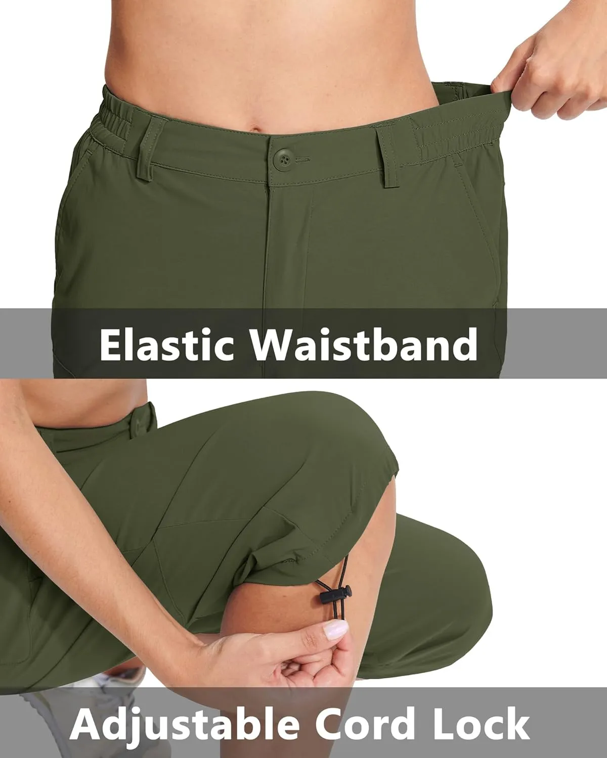 MAGCOMSEN Women's Hiking Capris Pants Cargo Lightweight Stretch Water Resistant Joggers with 5 Pockets for Outdoor