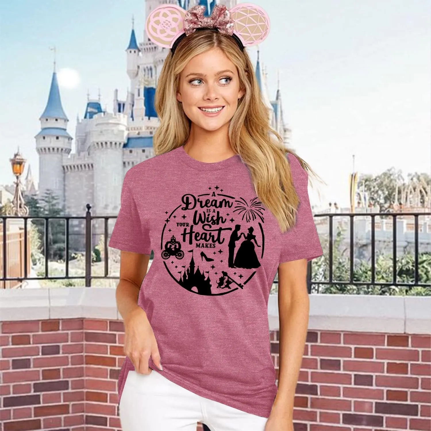 Magical Shirt for Women: Princess Castle Shirts Magic Kingdom T-Shirt Funny World Trips Short Sleeve Tee Top