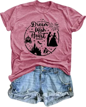 Magical Shirt for Women: Princess Castle Shirts Magic Kingdom T-Shirt Funny World Trips Short Sleeve Tee Top