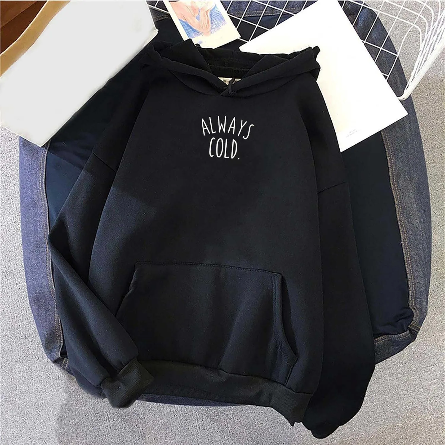 maisdgop Oversized Hoodie for Women Long Sleeve Hooded Sweatshirt Loose Crewneck Drawstring Pullover Print Tops with Pockets