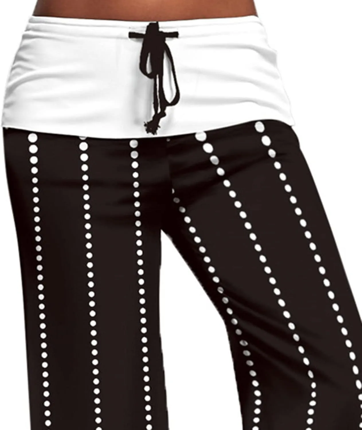 Maiyifu-GJ Women's Comfy Floral Print Palazzo Pants High Waist Drawstring Yoga Trousers Casual Stretch Wide Leg Lounge Pant