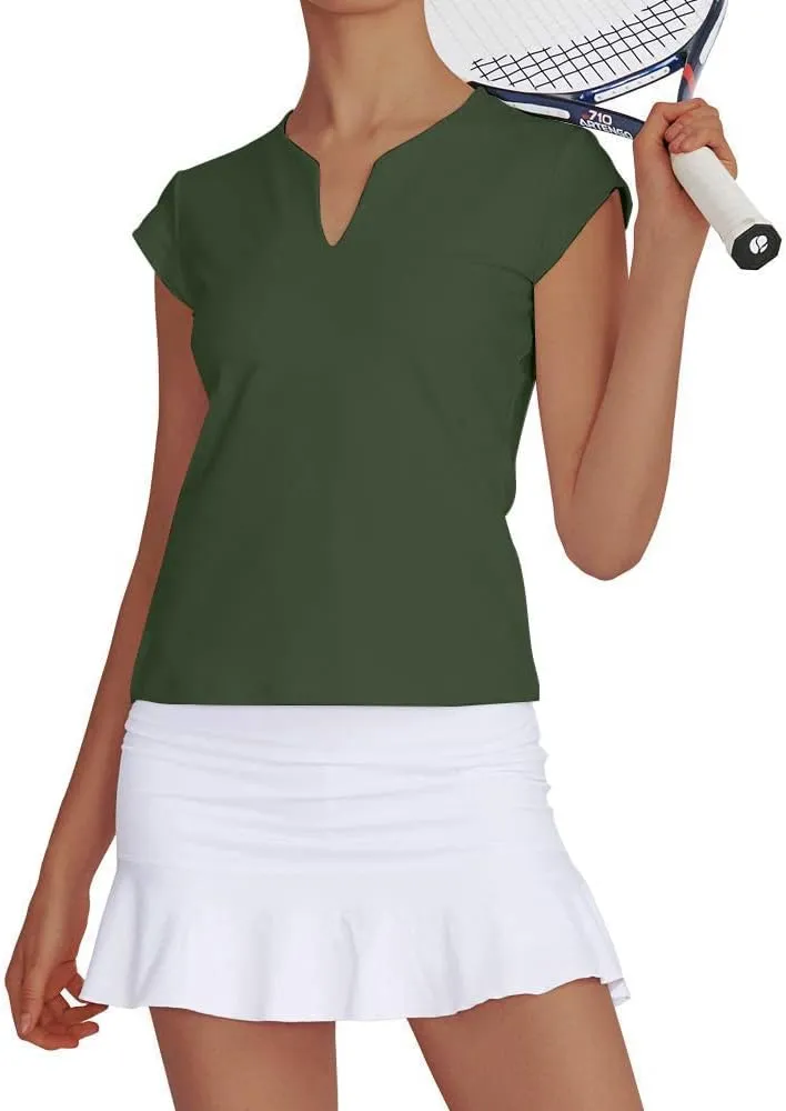Meja Women Tennis Shirt Short Sleeve,V Neck Golf T Shirt Quick Dry Running Shirts Activewear
