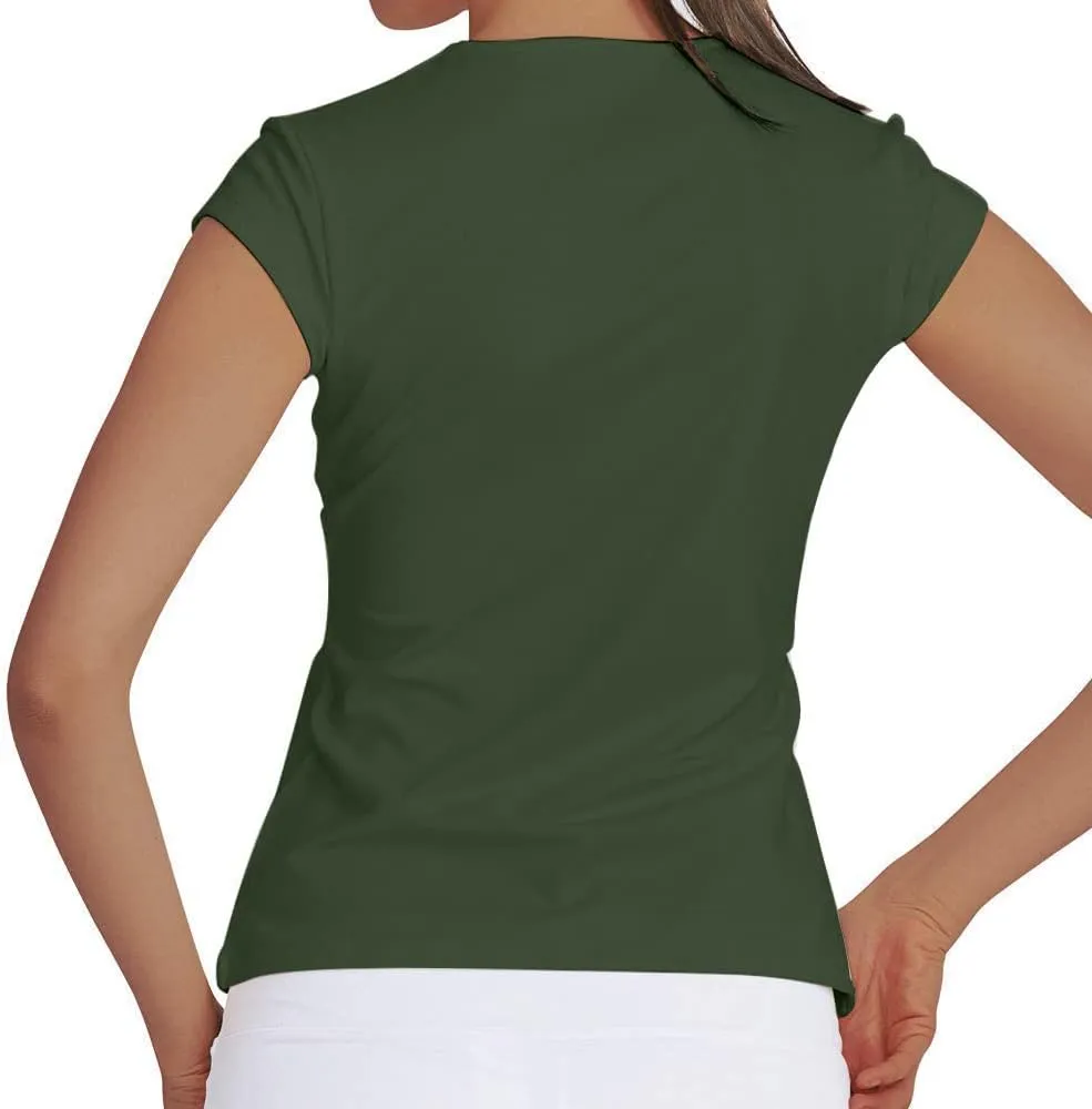 Meja Women Tennis Shirt Short Sleeve,V Neck Golf T Shirt Quick Dry Running Shirts Activewear