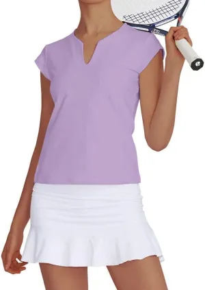 Meja Women Tennis Shirt Short Sleeve,V Neck Golf T Shirt Quick Dry Running Shirts Activewear