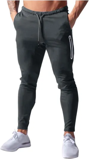 Men Jogger Pants Gym Slim Fit Elastic Waist Drawstring Sweatpants with Pocket Athletic Pants for Training Running