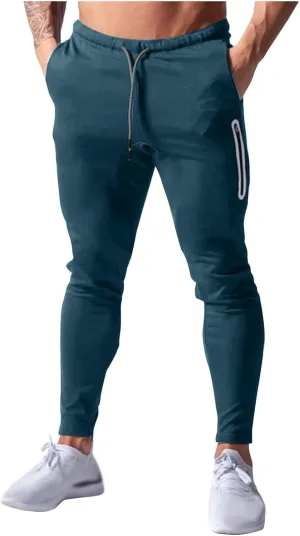 Men Jogger Pants Gym Slim Fit Elastic Waist Drawstring Sweatpants with Pocket Athletic Pants for Training Running