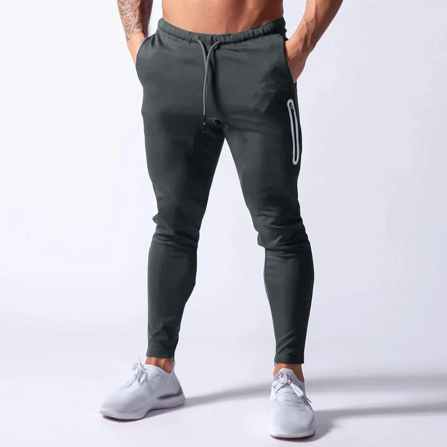 Men Jogger Pants Gym Slim Fit Elastic Waist Drawstring Sweatpants with Pocket Athletic Pants for Training Running
