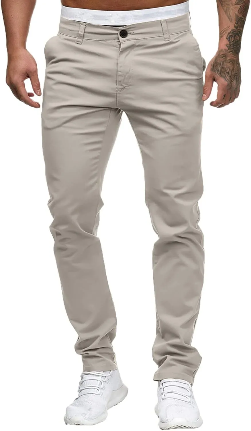 Men Mens Chino Pants Casual Stretch Waist Regular Fit Tactical Tapered Workout Trousers with Pockets Sweatpants for Mens