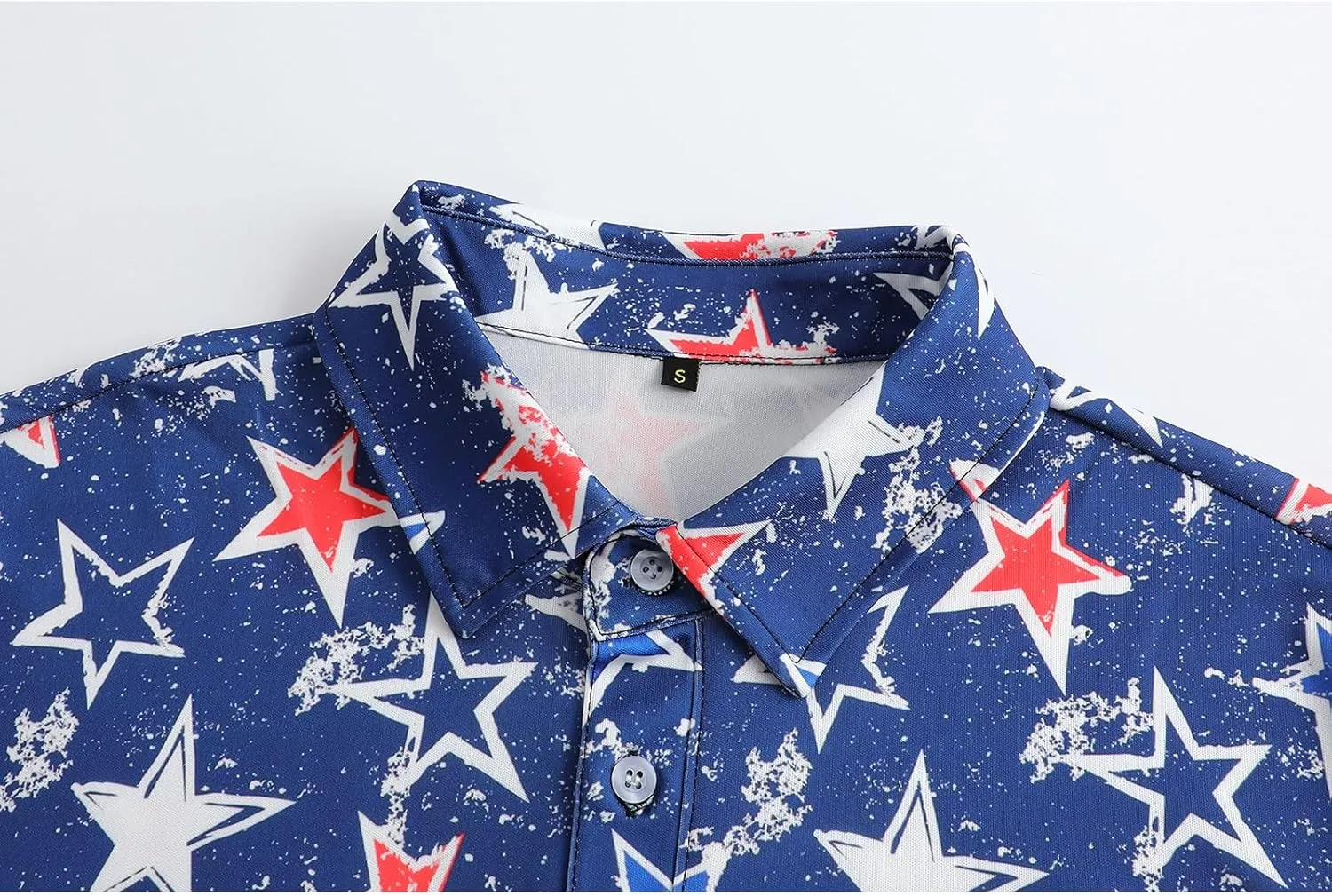 Men's American Flag Polo Shirt, USA Patriotic Short Sleeve Dri-Fit Quick-Dry Golf Shirt