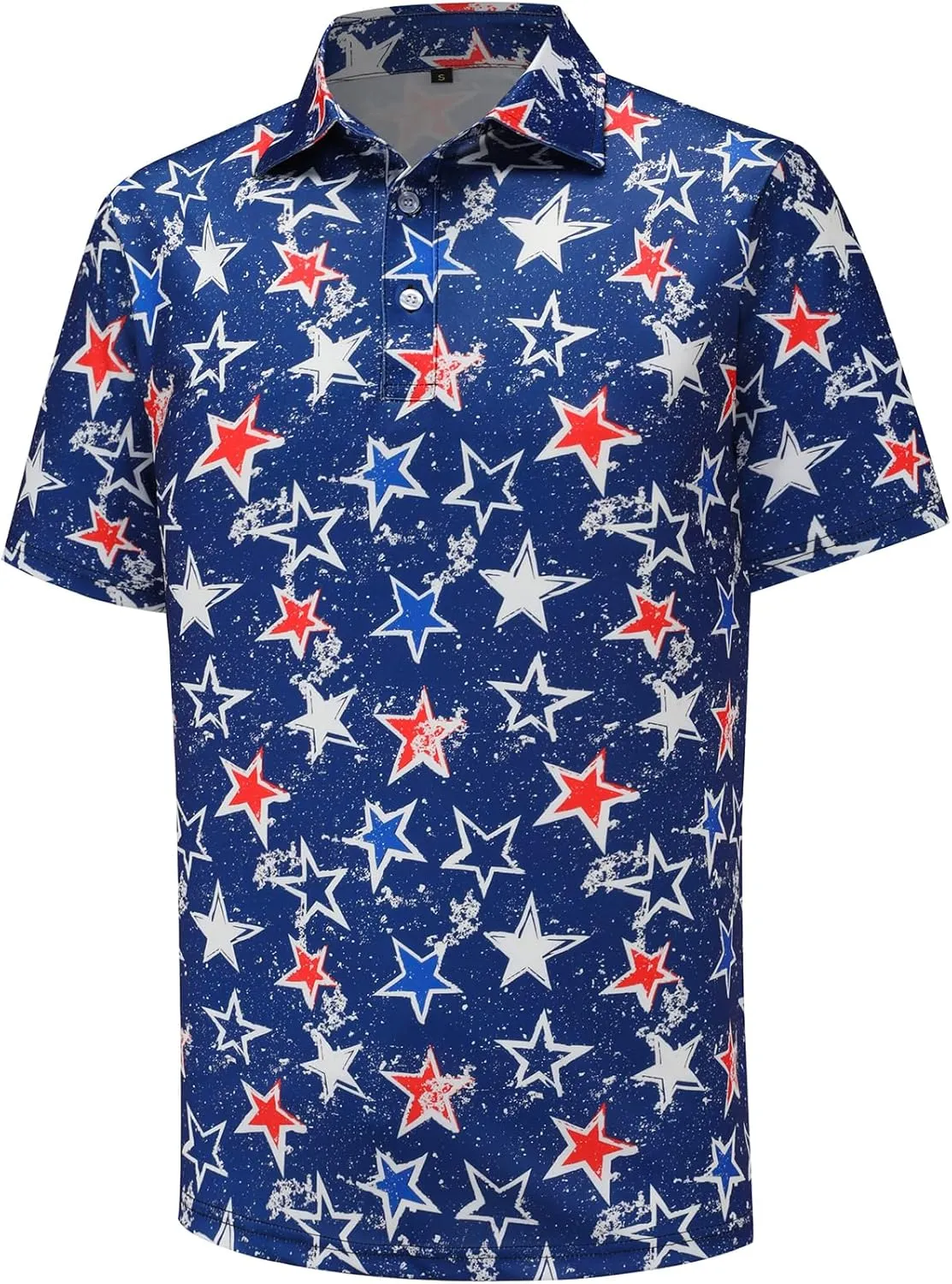 Men's American Flag Polo Shirt, USA Patriotic Short Sleeve Dri-Fit Quick-Dry Golf Shirt