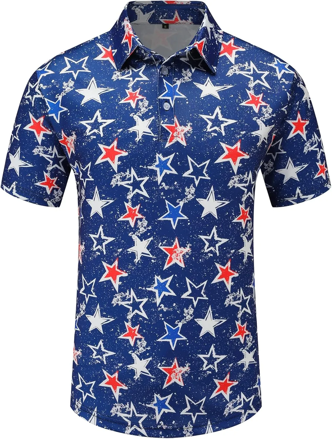 Men's American Flag Polo Shirt, USA Patriotic Short Sleeve Dri-Fit Quick-Dry Golf Shirt
