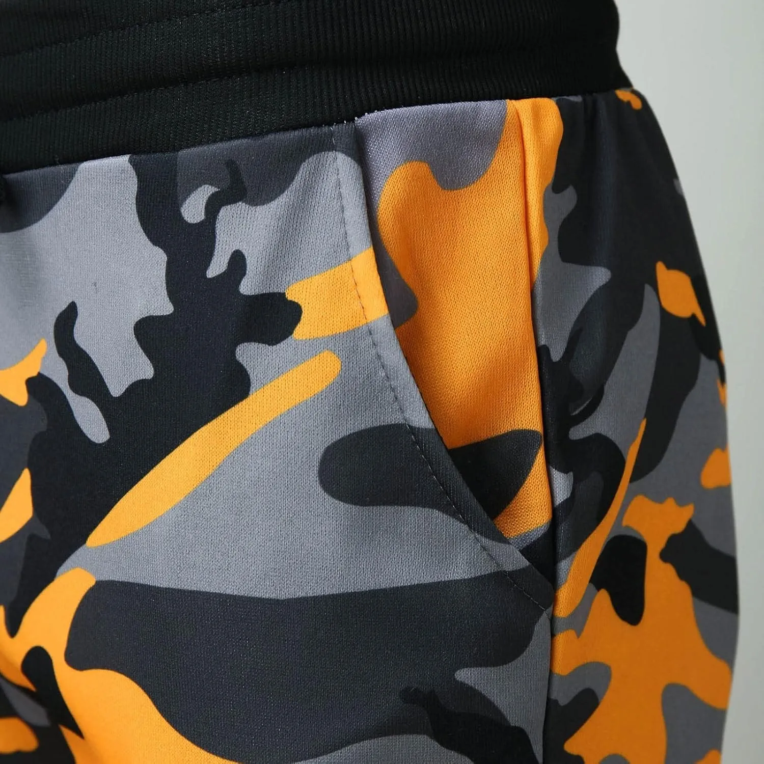 Mens Camo Drawstring Cargo Pants Casual Stretch Sweatpants Athletic Running Tactical Military Trousers with Pockets