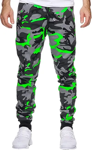 Mens Camo Drawstring Cargo Pants Casual Stretch Sweatpants Athletic Running Tactical Military Trousers with Pockets
