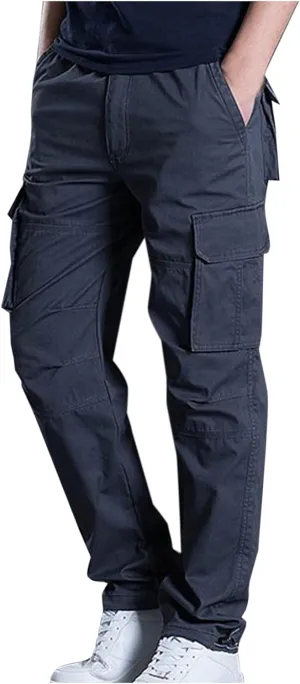 Mens Casual Pants Slim Fit Elastic Waist Straight Leg Pants for Men Fashion Trendy 2025 Spring Vacation Basic Pants