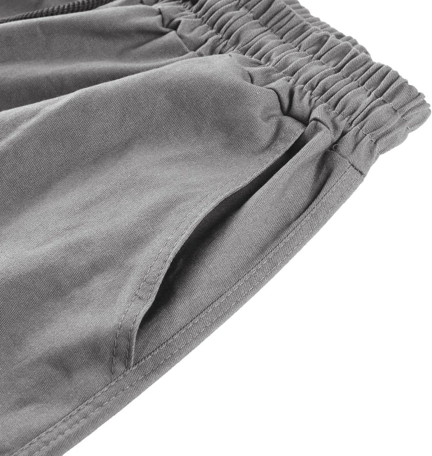 Men's Casual Stretch Cargo Pants Drawstring Waist Trousers Athletic Joggers Lightweight Sweatpants Hiking Pants
