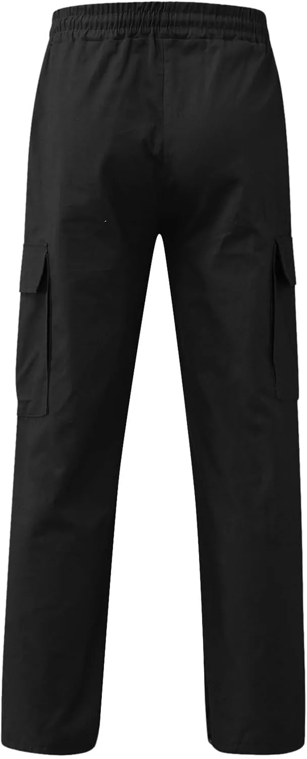 Men's Casual Stretch Cargo Pants Drawstring Waist Trousers Athletic Joggers Lightweight Sweatpants Hiking Pants