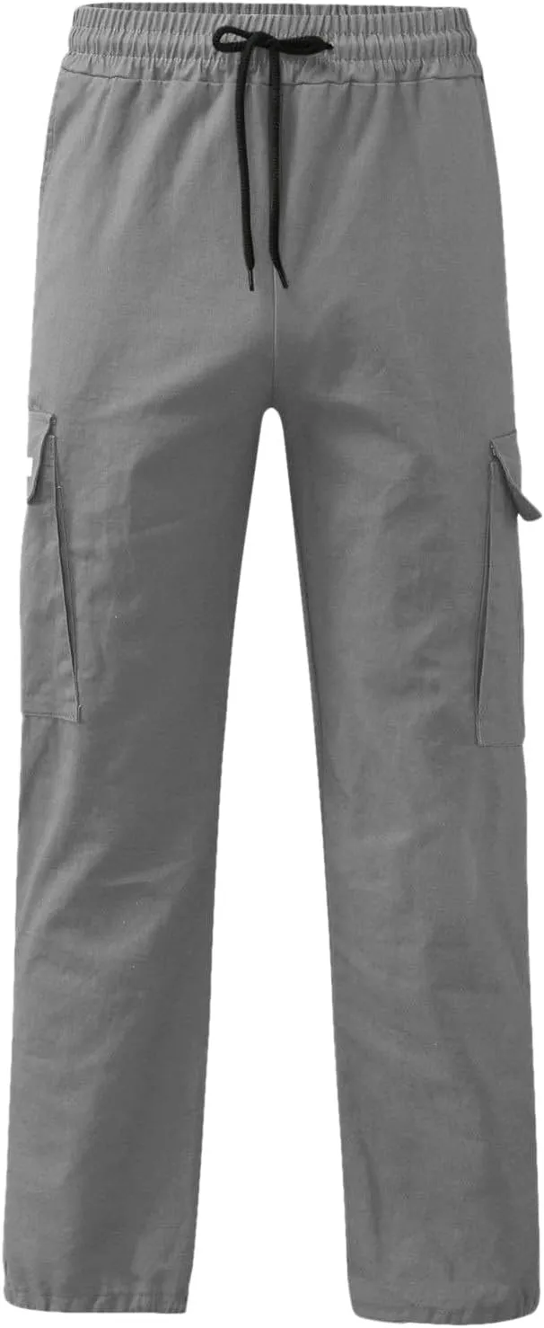 Men's Casual Stretch Cargo Pants Drawstring Waist Trousers Athletic Joggers Lightweight Sweatpants Hiking Pants