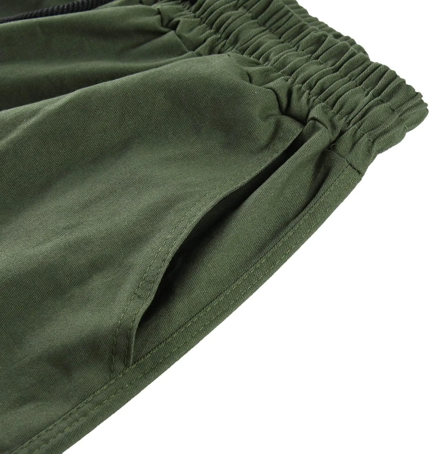 Men's Casual Stretch Cargo Pants Drawstring Waist Trousers Athletic Joggers Lightweight Sweatpants Hiking Pants