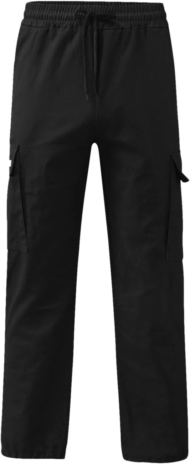 Men's Casual Stretch Cargo Pants Drawstring Waist Trousers Athletic Joggers Lightweight Sweatpants Hiking Pants
