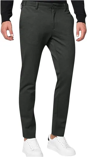 Mens Casual Stretch Chino Pants Slim Fit Expandable Waist Flat Front Khaki Pant Lightweight Golf Trousers with Pocket