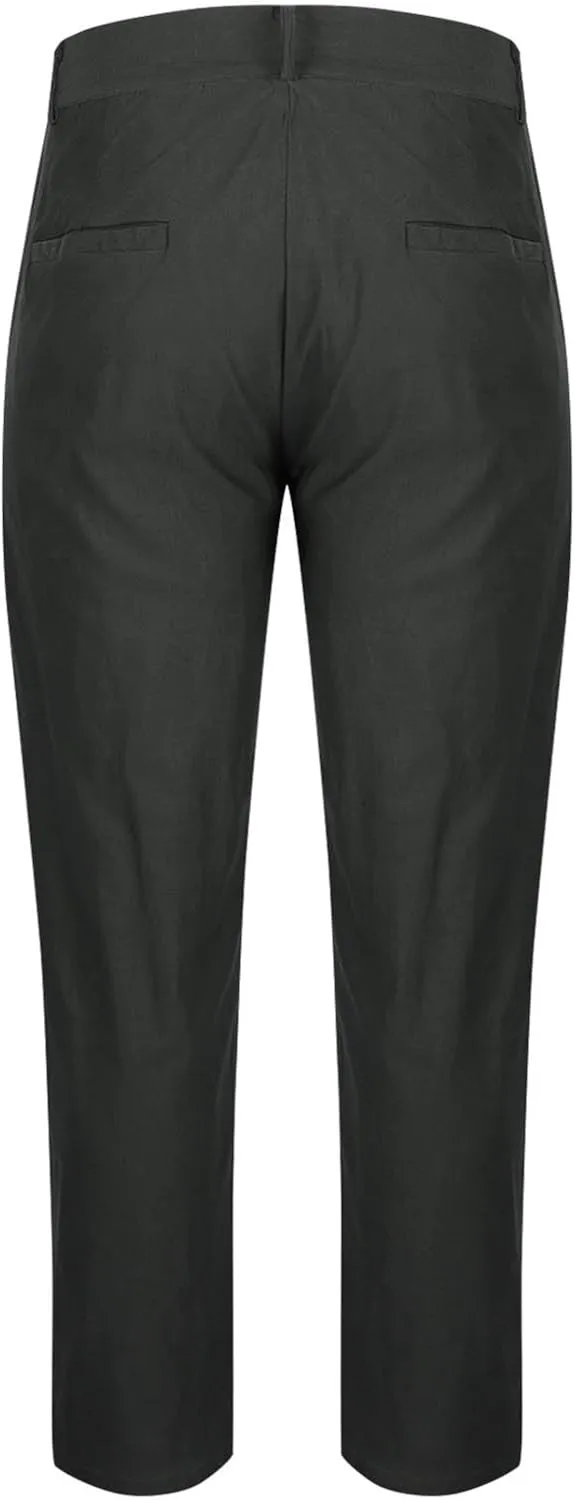 Mens Casual Stretch Chino Pants Slim Fit Expandable Waist Flat Front Khaki Pant Lightweight Golf Trousers with Pocket