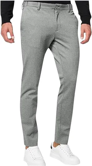 Mens Casual Stretch Chino Pants Slim Fit Expandable Waist Flat Front Khaki Pant Lightweight Golf Trousers with Pocket