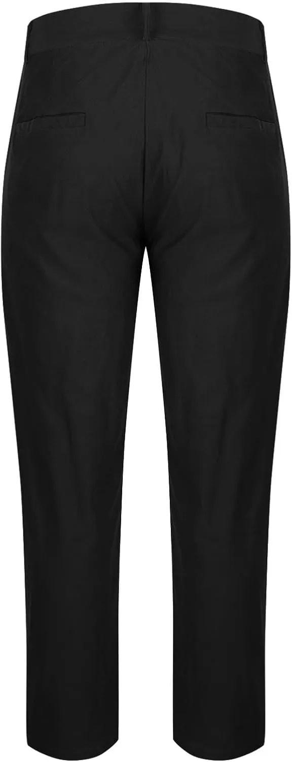 Mens Casual Stretch Chino Pants Slim Fit Expandable Waist Flat Front Khaki Pant Lightweight Golf Trousers with Pocket