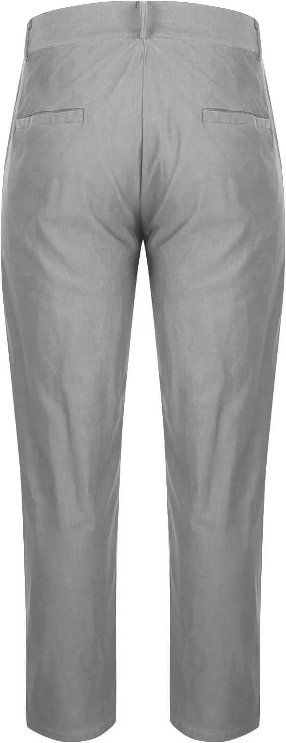 Mens Casual Stretch Chino Pants Slim Fit Expandable Waist Flat Front Khaki Pant Lightweight Golf Trousers with Pocket