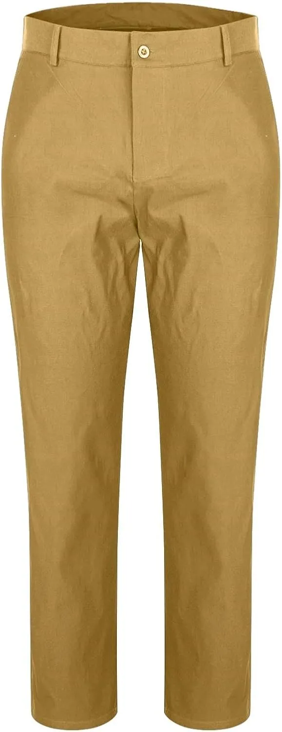 Mens Casual Stretch Chino Pants Slim Fit Expandable Waist Flat Front Khaki Pant Lightweight Golf Trousers with Pocket