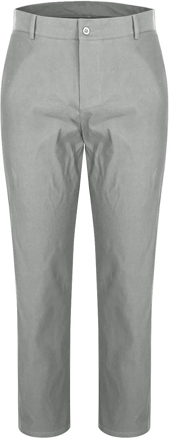 Mens Casual Stretch Chino Pants Slim Fit Expandable Waist Flat Front Khaki Pant Lightweight Golf Trousers with Pocket