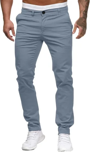 Men's Chino Pants Casual Stretch Waist Tapered Trousers with Pockets Loose Fit Joggers Pockets Tapered Sweatpants
