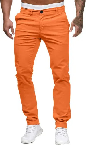 Men's Chino Pants Casual Stretch Waist Tapered Trousers with Pockets Loose Fit Joggers Pockets Tapered Sweatpants
