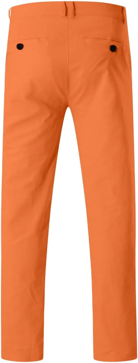 Men's Chino Pants Casual Stretch Waist Tapered Trousers with Pockets Loose Fit Joggers Pockets Tapered Sweatpants