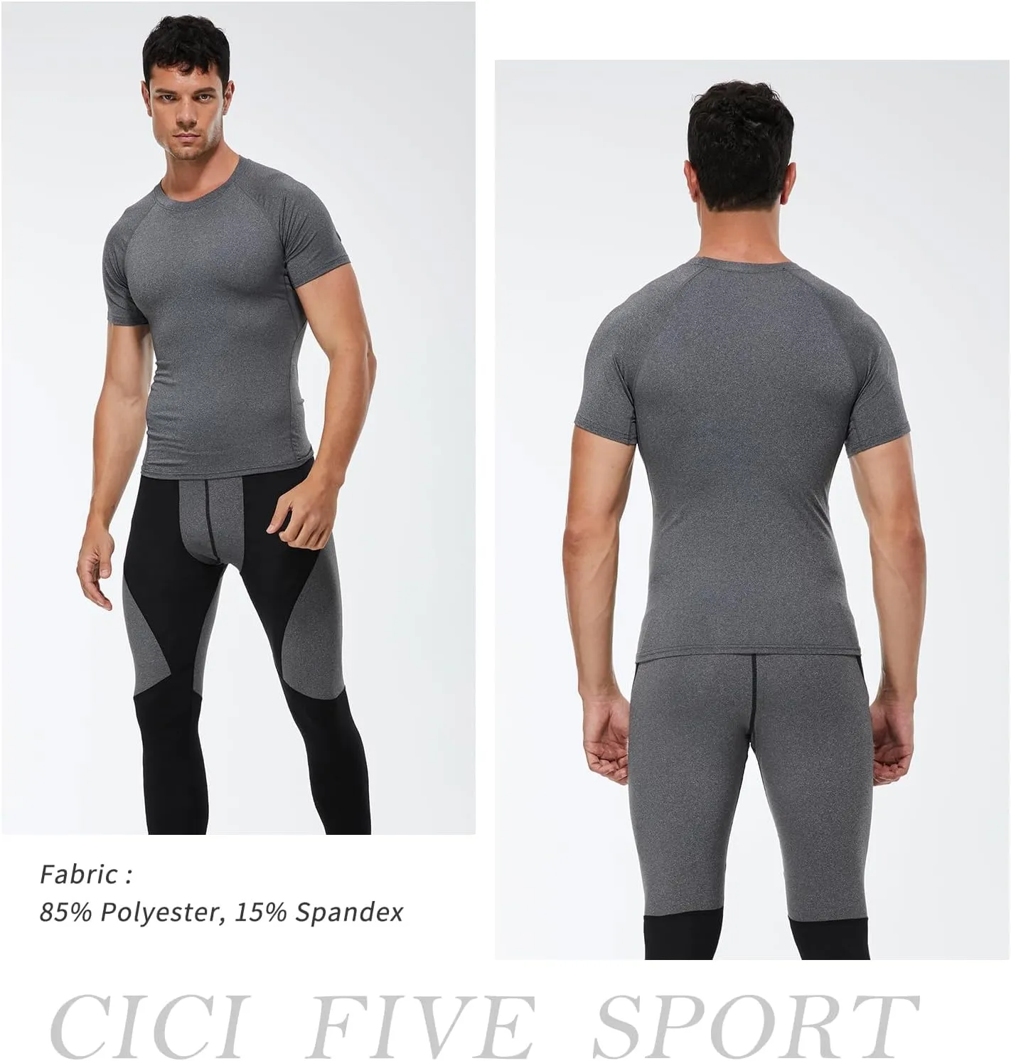 Men's Compression Shirt Short Sleeve Athletic Workout T Shirt Quick Dry Undershirts Baselayer Gym Tops
