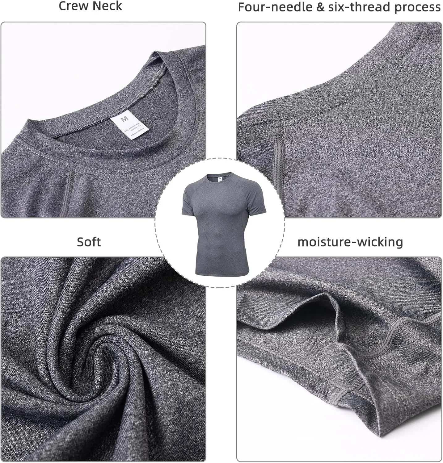 Men's Compression Shirt Short Sleeve Athletic Workout T Shirt Quick Dry Undershirts Baselayer Gym Tops