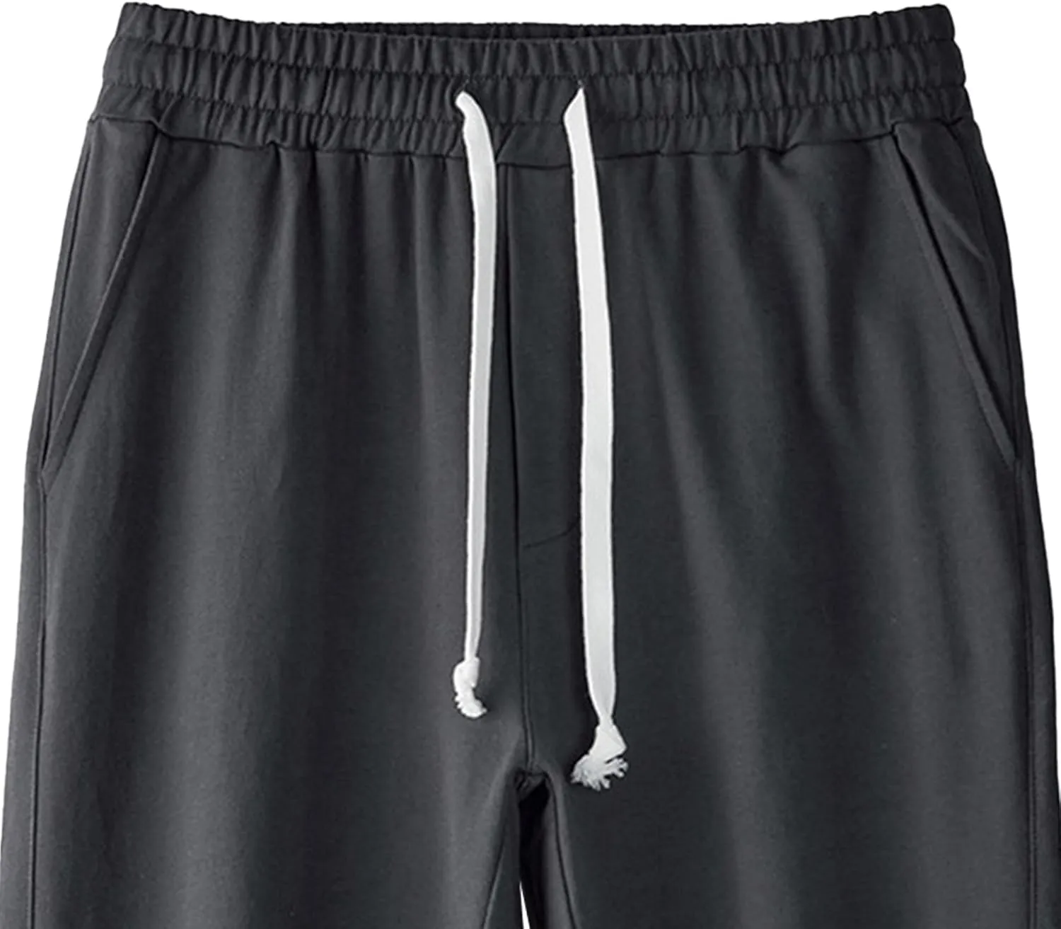 Men's Cotton Basic Comfort Outdoor Pants Straight Leg Drawstring Baggy Trousers Solid Casual Stretch Atletic Pants