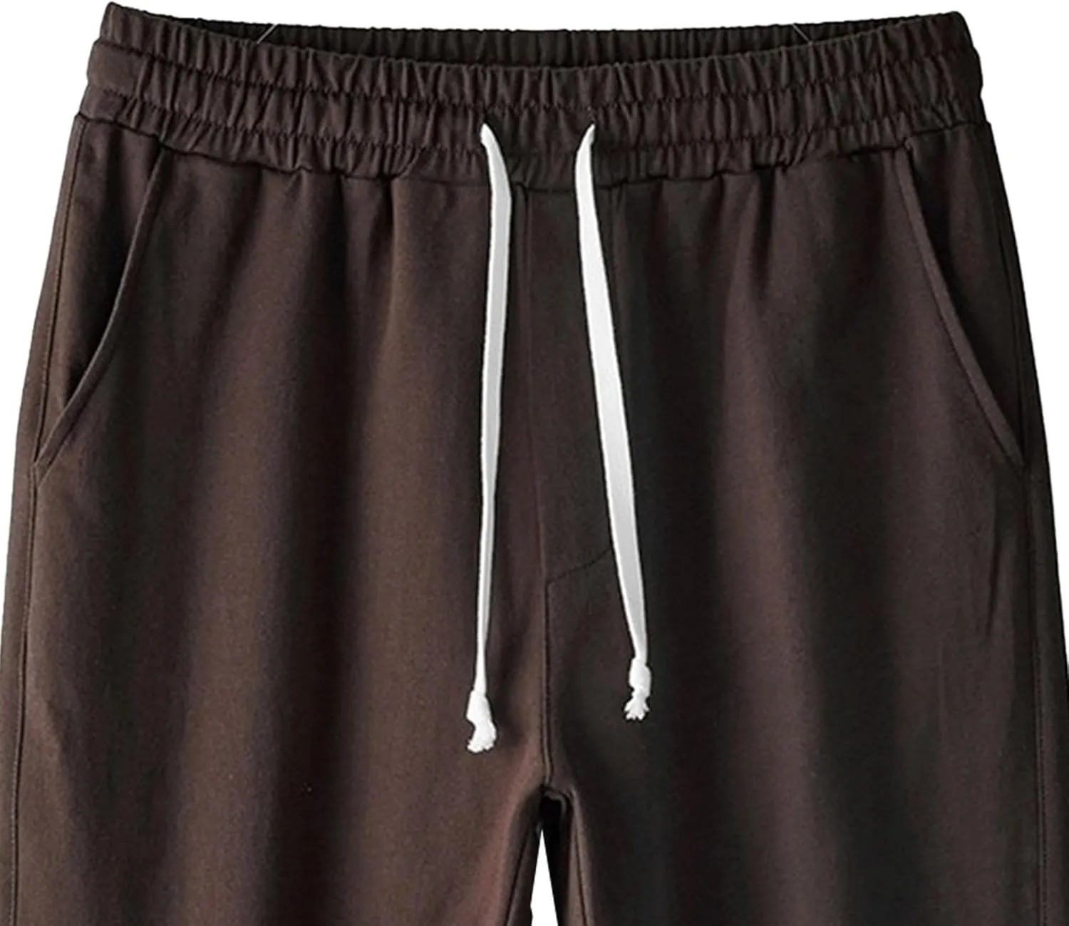 Men's Cotton Basic Comfort Outdoor Pants Straight Leg Drawstring Baggy Trousers Solid Casual Stretch Atletic Pants